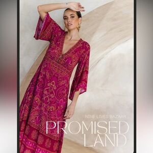 NINE LIVES BAZAAR EMPIRE maxi Tapestry Print Paisley Floral Dress xxl boho